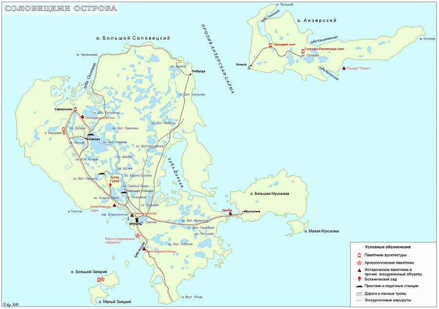 Соловецкий остров карта с достопримечательностями