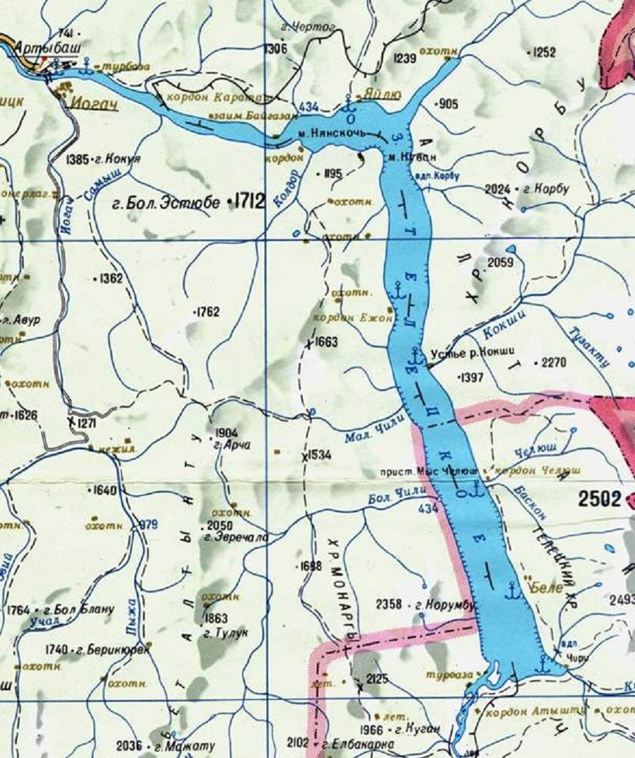 Карта телецкого озера подробная
